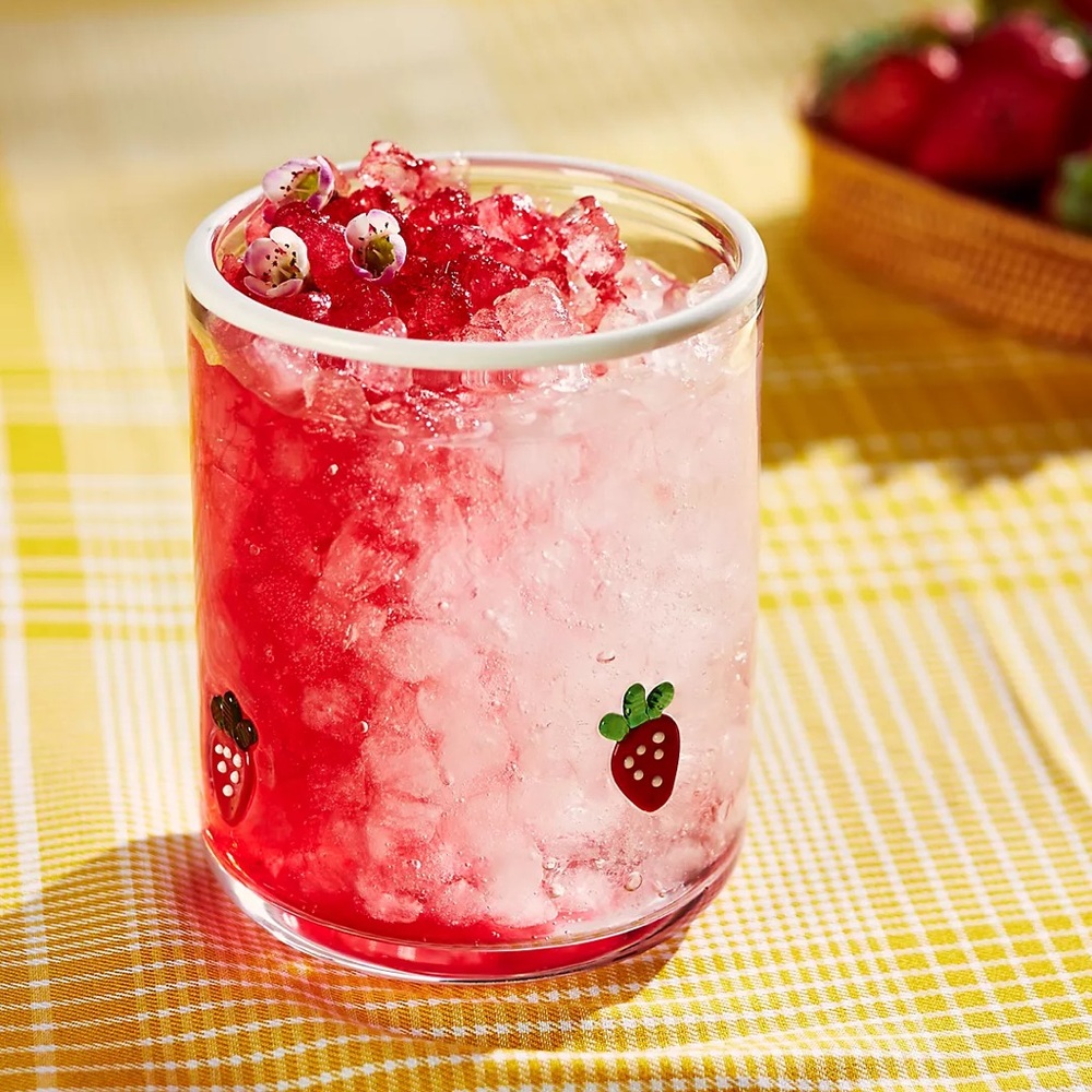 Anthropologie Strawberry Icon Juice Glass